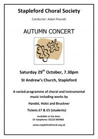 Autumn Concert (performed by Stapleford Choral Society) poster