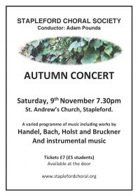 Autumn Concert (performed by Stapleford Choral Society) poster
