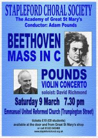 Beethoven Mass in C and Pounds Violin Concerto (performed by Stapleford Choral Society) poster