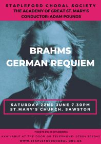 Brahms German Requiem (performed by Stapleford Choral Society) poster