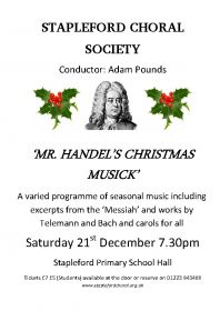 Mr. Handel's Christmas Musick (performed by Stapleford Choral Society) poster