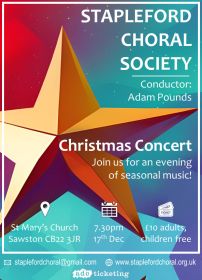 Christmas concert (performed by Stapleford Choral Society) poster