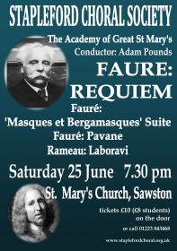 Faure Requiem (performed by Stapleford Choral Society) poster