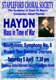 Haydn Mass in Time of War (performed by Stapleford Choral Society) poster