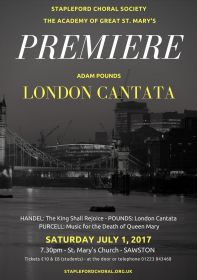 London Cantata Premiere (performed by Stapleford Choral Society) poster