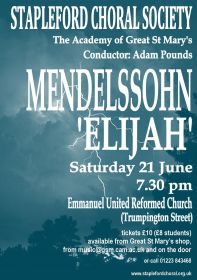 Mendelssohn 'Elijah' (performed by Stapleford Choral Society) poster