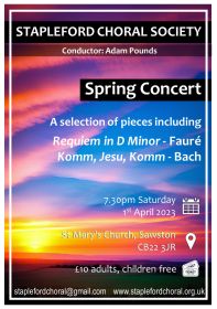 Spring concert (performed by Stapleford Choral Society) poster